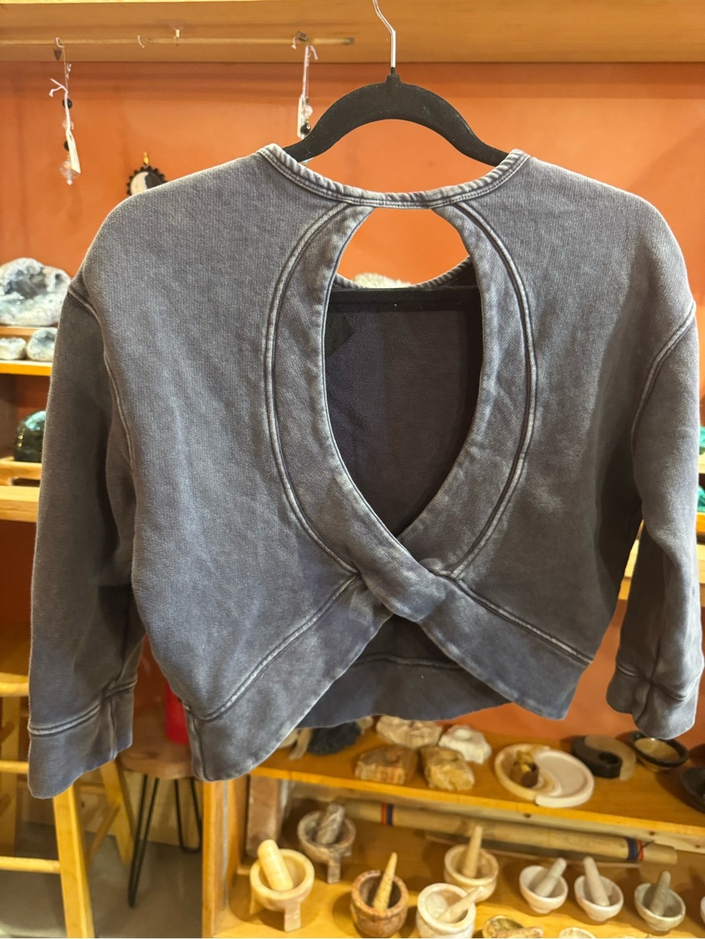 Crop Open Cross Back Sweatshirt with Gold Star Detail PaperFlower